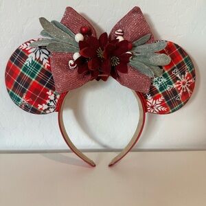 Festive Plaid Christmas Holiday Minnie Mickey Ears Headband